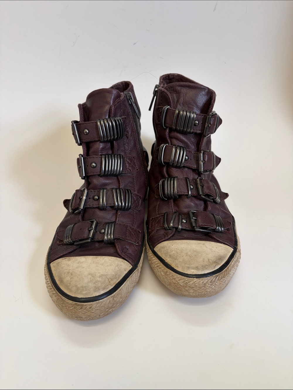 ASH Women's Ox blood Buckle High-Top Sneakers - Vodka